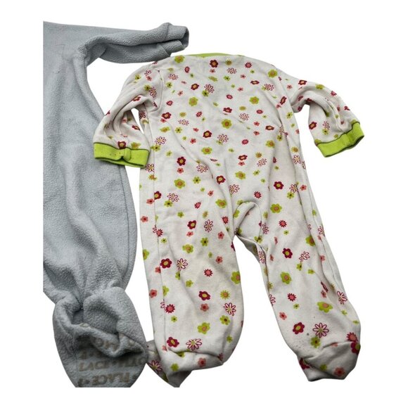 Lot of 2 Baby Girl One Piece Footed Pajamas 3-6M Floral Long Sleeves Crew Neck - Picture 14 of 16
